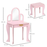 Wooden Kids Dressing Table Set 52cm Wide - Velmora
