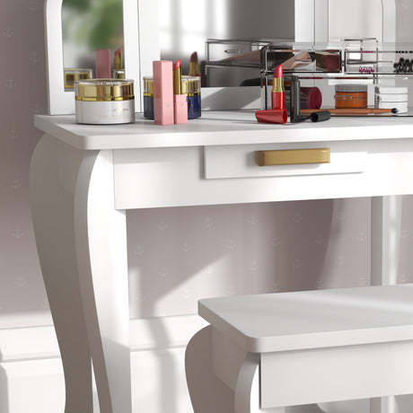 Wooden Kids Dressing Table Set 52cm Wide - Velmora