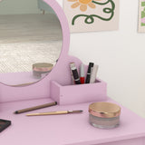 Wooden Kids Dressing Table Set 55cm Wide Cat Design - Velmora