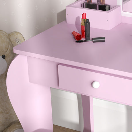Wooden Kids Dressing Table Set 55cm Wide Cloud Design - Velmora