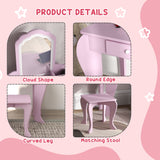 Wooden Kids Dressing Table Set 55cm Wide Cloud Design - Velmora