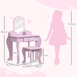 Wooden Kids Dressing Table Set 55cm Wide Cloud Design - Velmora