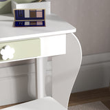 Wooden Kids Dressing Table Set 55cm Wide Flower Design - Velmora