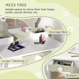 Wooden Kids Dressing Table Set 55cm Wide Flower Design - Velmora