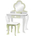 Wooden Kids Dressing Table Set 55cm Wide Flower Design - Velmora