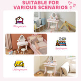 Wooden Kids Dressing Table Set 59.5cm Wide - Velmora