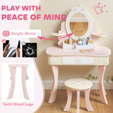 Wooden Kids Dressing Table Set 59.5cm Wide - Velmora