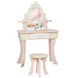 Wooden Kids Dressing Table Set 59.5cm Wide - Velmora
