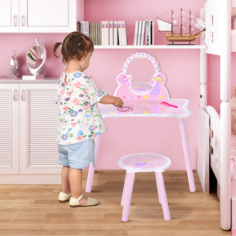 Wooden Kids Dressing Table Set 59cm Wide - Velmora