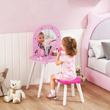 Wooden Kids Dressing Table Set 60cm Wide Heart Design - Velmora