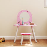 Wooden Kids Dressing Table Set 60cm Wide Heart Design - Velmora