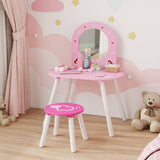 Wooden Kids Dressing Table Set 60cm Wide Heart Design - Velmora