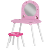 Wooden Kids Dressing Table Set 60cm Wide Heart Design - Velmora