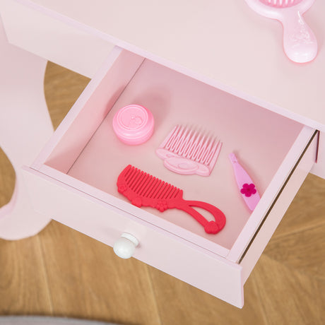 Wooden Kids Dressing Table Set 60cm Wide - Velmora