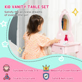 Wooden Kids Dressing Table Set 60cm Wide - Velmora