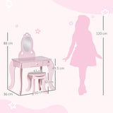 Wooden Kids Dressing Table Set 60cm Wide - Velmora