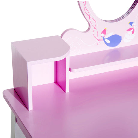 Wooden Kids Dressing Table Set 60cm Wide With 1 Drawer - Velmora