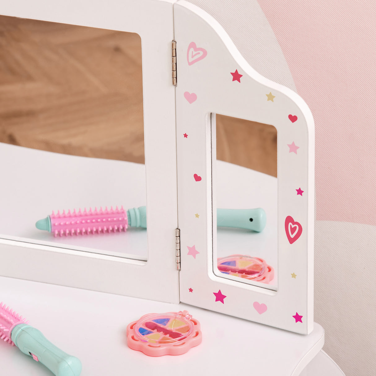 Wooden Kids Dressing Table Set 63cm Wide - Velmora