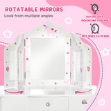 Wooden Kids Dressing Table Set 63cm Wide - Velmora