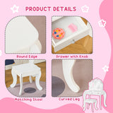 Wooden Kids Dressing Table Set 63cm Wide - Velmora