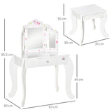 Wooden Kids Dressing Table Set 63cm Wide - Velmora