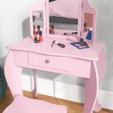 Wooden Kids Dressing Table Set 63cm Wide - Velmora
