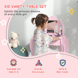 Wooden Kids Dressing Table Set 63cm Wide - Velmora