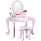 Wooden Kids Dressing Table Set 65.5cm Wide - Velmora