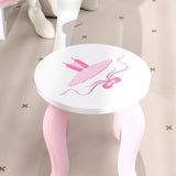 Wooden Kids Dressing Table Set 65cm Wide Ballet Theme - Velmora