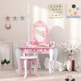 Wooden Kids Dressing Table Set 65cm Wide Ballet Theme - Velmora