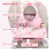Wooden Kids Dressing Table Set 65cm Wide Ballet Theme - Velmora