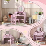 Wooden Kids Dressing Table Set 70cm Wide - Velmora