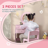 Wooden Kids Dressing Table Set 70cm Wide - Velmora