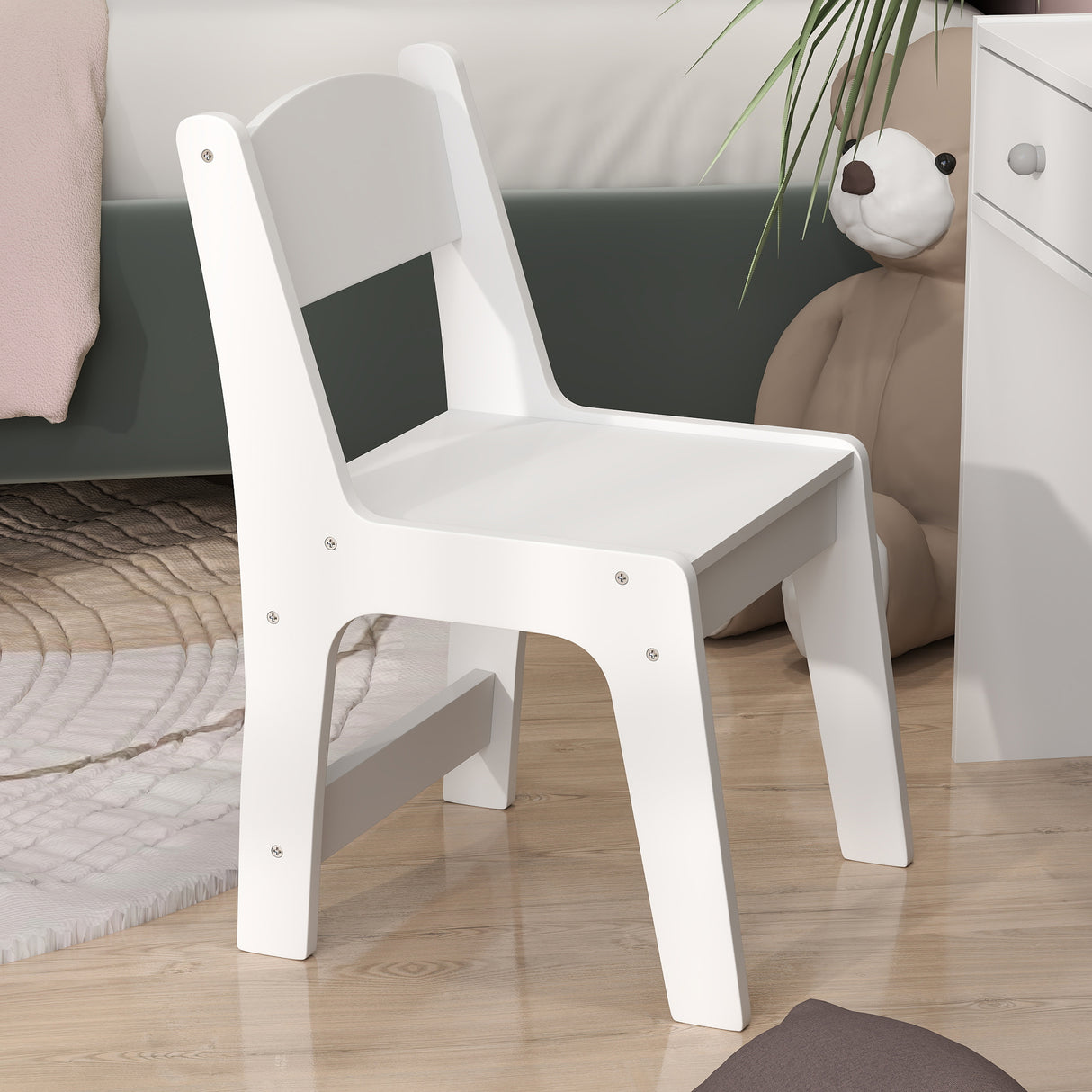 Wooden Kids Dressing Table Set 70cm Wide - Velmora