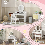 Wooden Kids Dressing Table Set 70cm Wide - Velmora