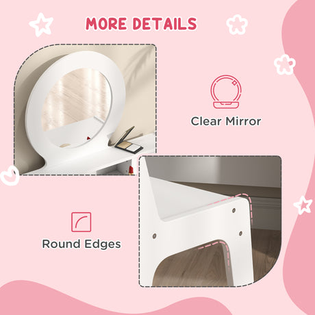 Wooden Kids Dressing Table Set 70cm Wide - Velmora