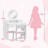 Wooden Kids Dressing Table Set 70cm Wide - Velmora