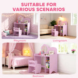 Wooden Kids Dressing Table Set 70cm Wide With Shelves - Velmora