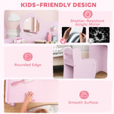 Wooden Kids Dressing Table Set 70cm Wide With Shelves - Velmora