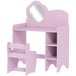 Wooden Kids Dressing Table Set 70cm Wide With Shelves - Velmora