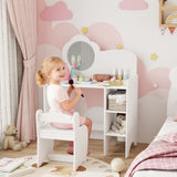 Wooden Kids Dressing Table Set 70cm Wide With Shelves - Velmora