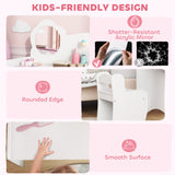 Wooden Kids Dressing Table Set 70cm Wide With Shelves - Velmora