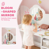 Wooden Kids Dressing Table Set 70cm Wide With Shelves - Velmora