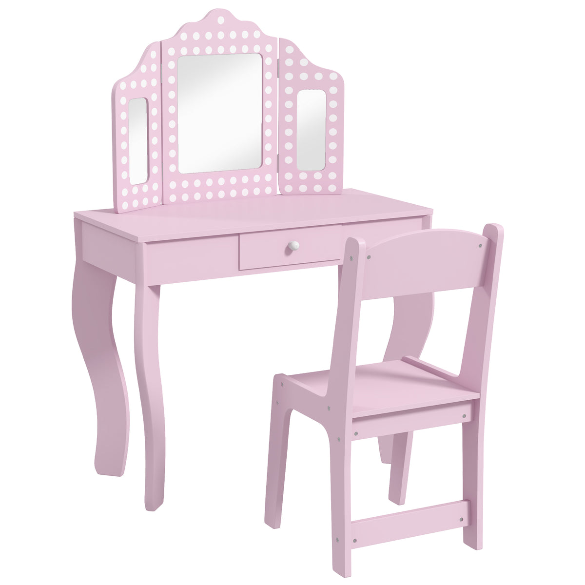 Wooden Kids Dressing Table Set 71cm Wide - Velmora