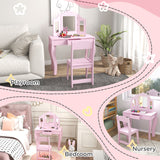 Wooden Kids Dressing Table Set 71cm Wide - Velmora