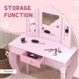 Wooden Kids Dressing Table Set 71cm Wide - Velmora