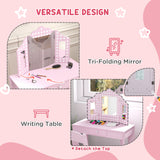 Wooden Kids Dressing Table Set 71cm Wide - Velmora