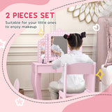 Wooden Kids Dressing Table Set 71cm Wide - Velmora