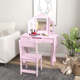 Wooden Kids Dressing Table Set 71cm Wide - Velmora