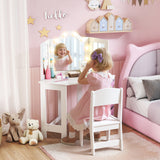 Wooden Kids Dressing Table Set 93.6cm Wide With LED Lights - Velmora